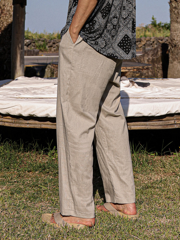 (M-5XL)<BR>듀티 Semi-wide fit linen banding pants 80