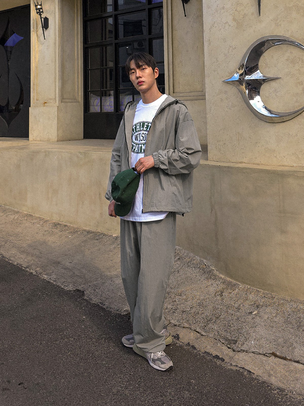 [SET](M-4XL)<br>바간다토 Hoodies zip up+피타스 Semi-wide fit banding pants