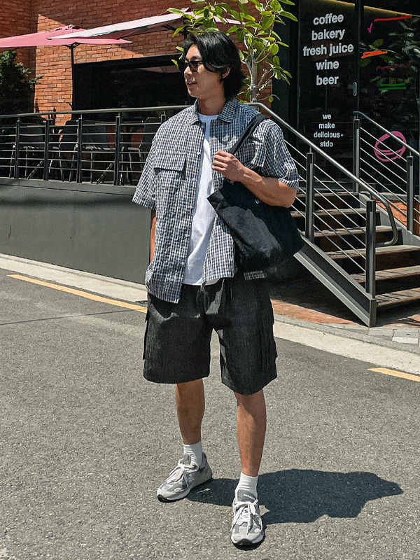 (XL-6XL)<BR>카지라 Non-wash jeans Banding Shorts