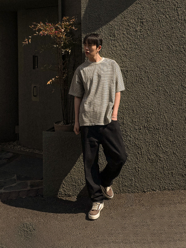 킨더슬리 pigment stripe Short T shirts