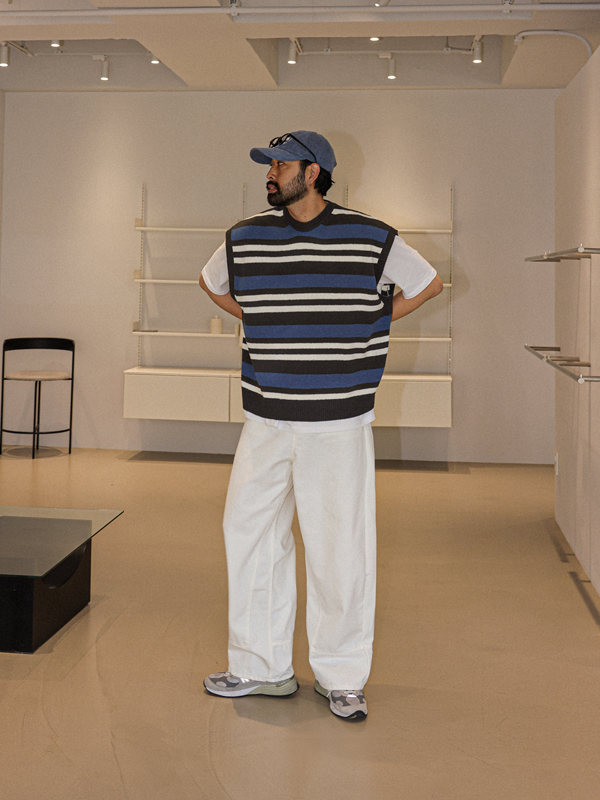 벨렙 stripe Knit Vest