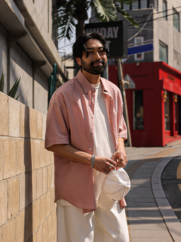 (XL-5XL)<BR>모셀린 linen short-sleeved shirt