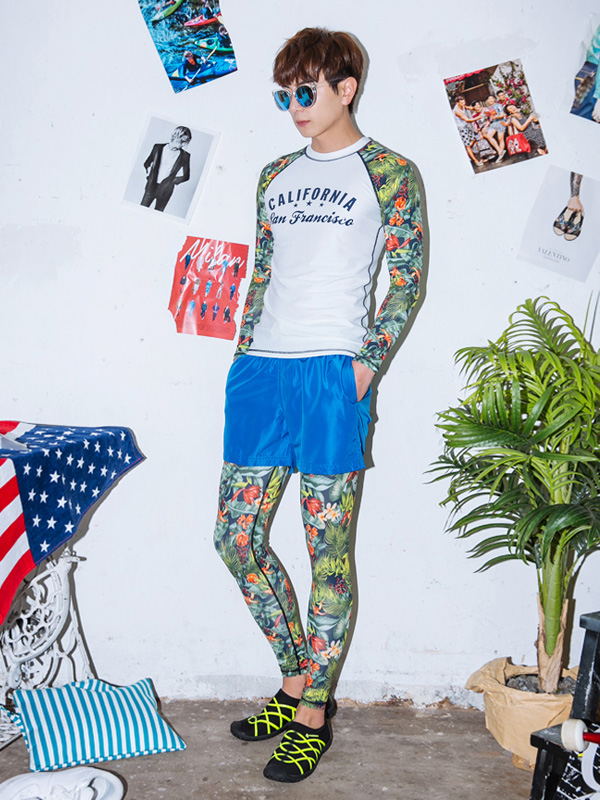 [SET](M-4XL)<BR>캘리포니아 rashguard+Flower Leggings
