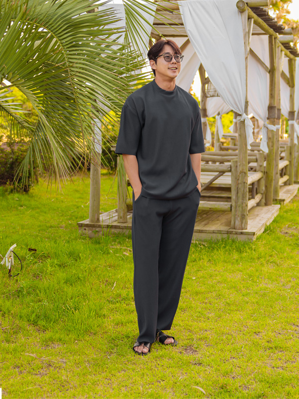 [SET](L-5XL)<BR>보아비스 Short T shirts+우아초 banding pants