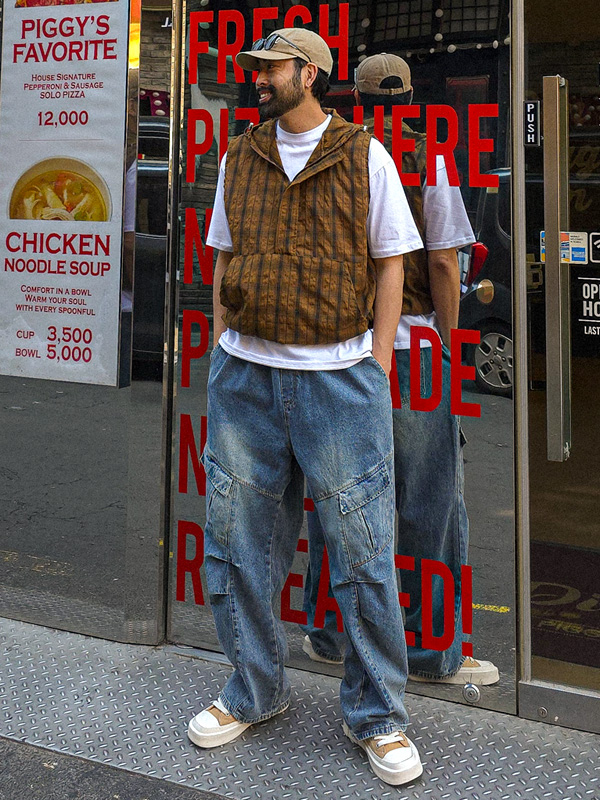 (XL-6XL)<br>만디야 Semi-wide fit Denim Cargo banding pants 1093