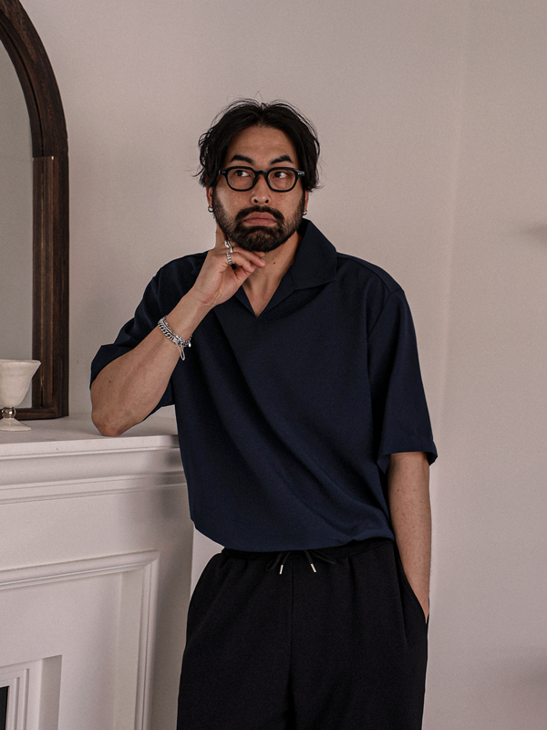 (XL-6XL)<BR>치트라쿠 Open Collar short-sleeved shirt