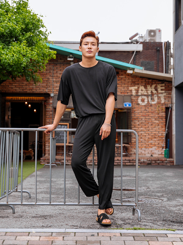 (L-5XL)<BR>레버튼 아이스 banding pants <br><font color="#098a09"><B>Select length (Basic,Long+10cm)</B></font>