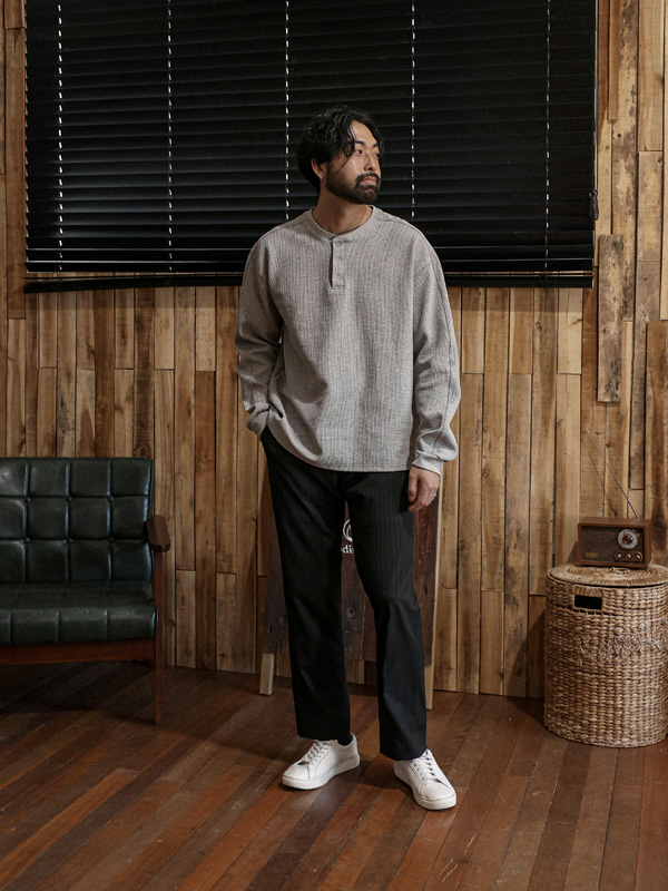 (M-7XL)<BR>코우리 standard fit Stripe 뒷밴딩팬츠 S013-P