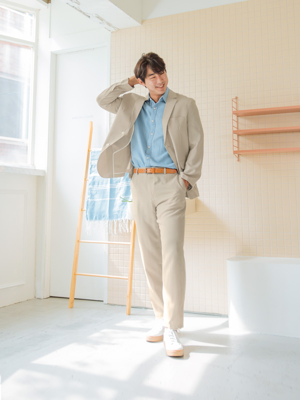 (L-5XL)<BR>모그파스 a linen jacket