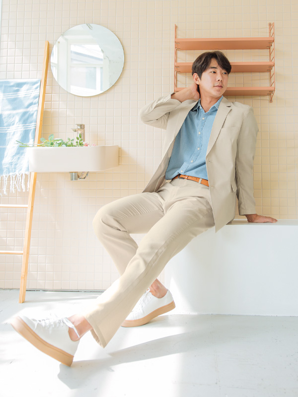 [SET](L-6XL)<BR>모그파스 a linen jacket+브라이언 Banding Slacks