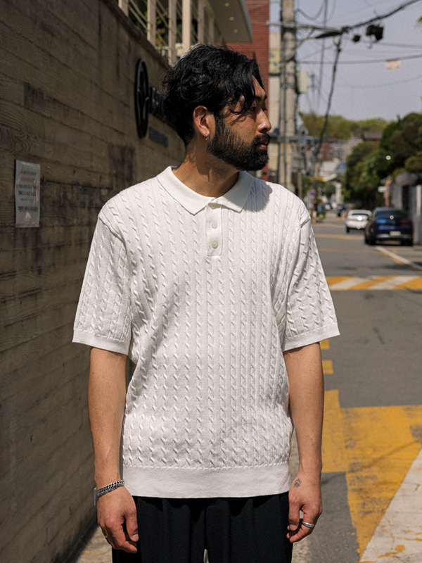 (L-4XL)<br>마크란 short-sleeved collar T-shirt