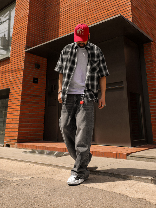 (M-4XL)<br>바트라노 checkered short-sleeved shirt