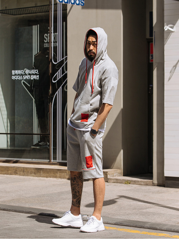(L-5XL)<br>레드락 Hood Short T shirts