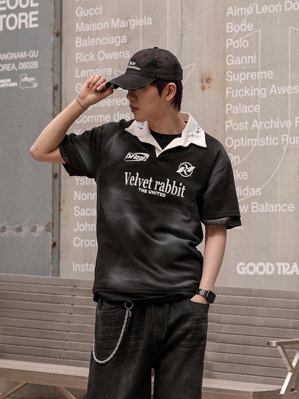 라말바이 short-sleeved collar T-shirt