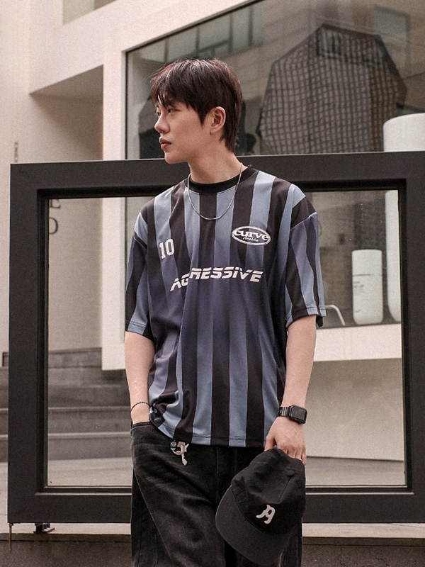키샤다 Stripe Short T shirts