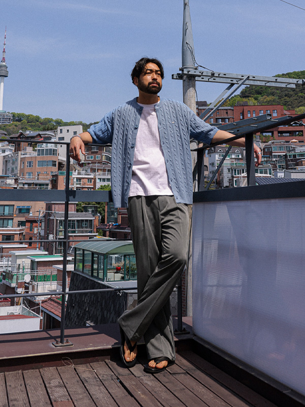 (L-7XL)<Br>캐치칸 Semi-wide fit Magic banding Slacks S153