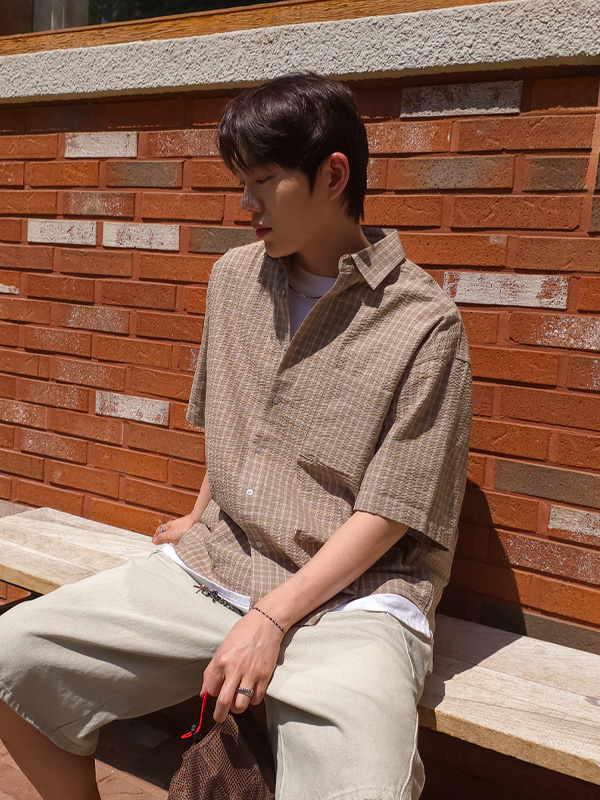퍼니언스 checkered short-sleeved shirt