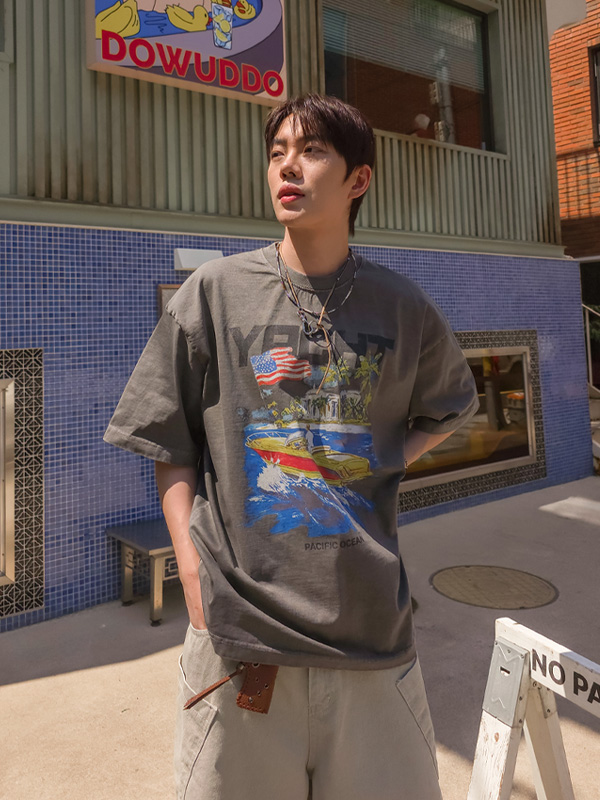 (XL-4XL)<br>트로기르 pigment Short T shirts