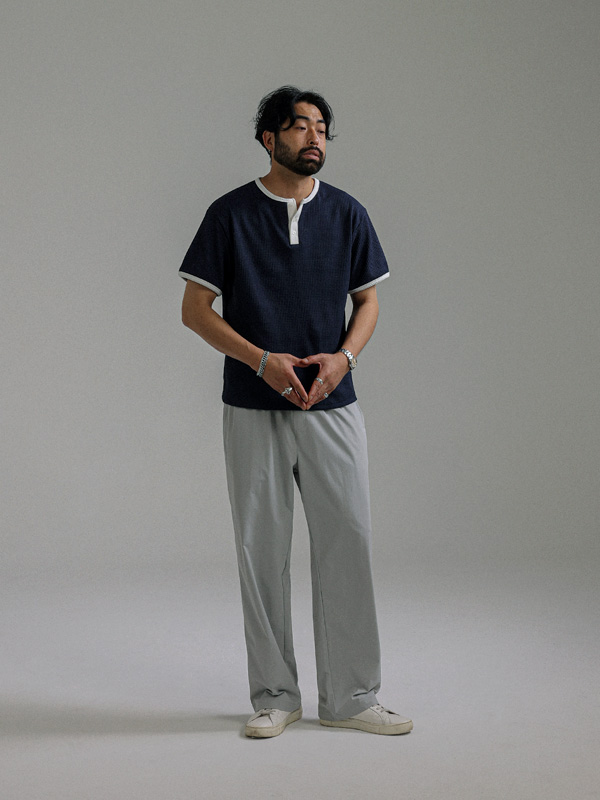 (M-4XL)<br>이스혼트 Henley neck Short T shirts