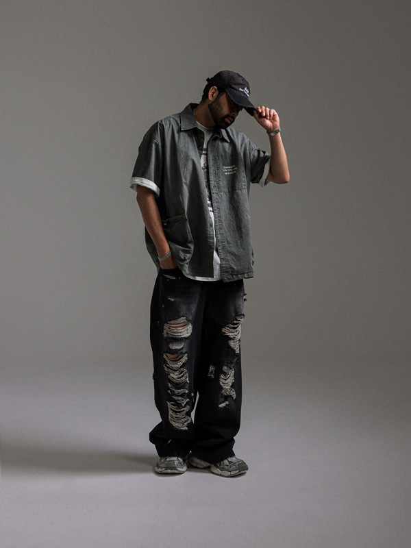 (XL-4XL)<br>보버트 pigment short-sleeved shirt