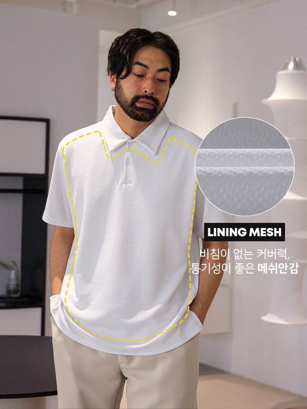 (M-6XL)<BR>노바치 covering the nipple short-sleeved collar T-shirt T072
