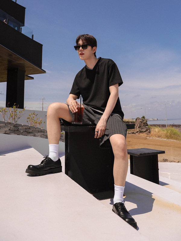 컨피던스 layered short-sleeved knitwear