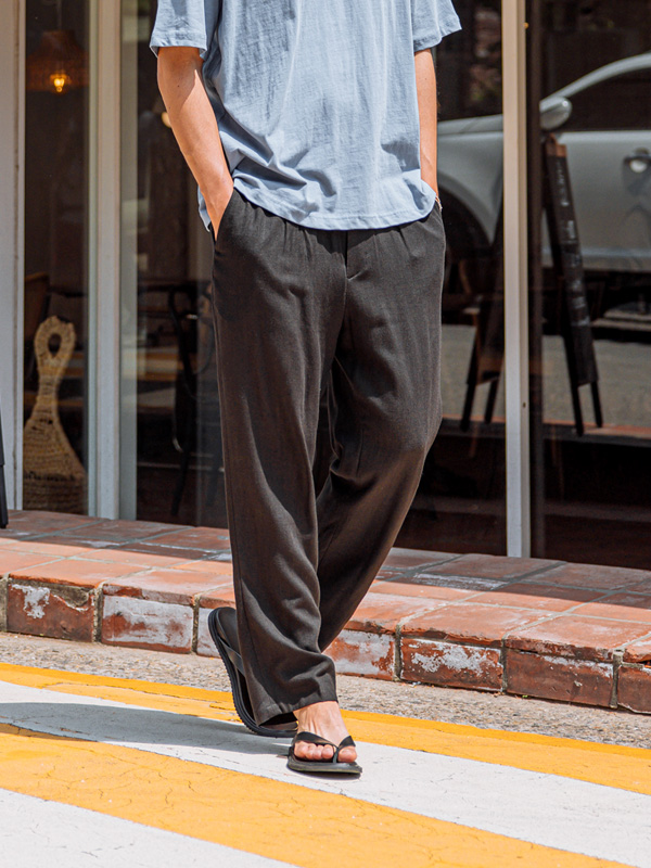 (M-5XL)<BR>루카니아 Wide banding pants 127<br><font color="#098a09"><B>Select length (Basic,Long+10cm)</B></font>