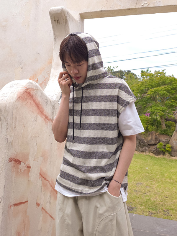 (L-5XL)<BR>주빌리 stripe Hooded Vest