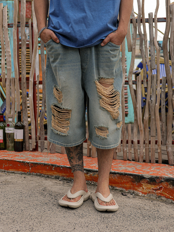 쇼피안 Bermuda denim banding shorts 323