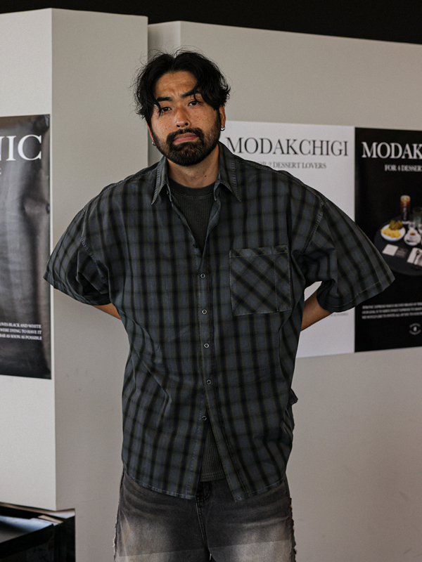 베하트 pigment checkered short-sleeved shirt