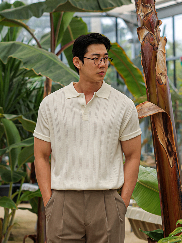 (L-7XL)<BR>로스랜드 short-sleeved collar knitwear S006