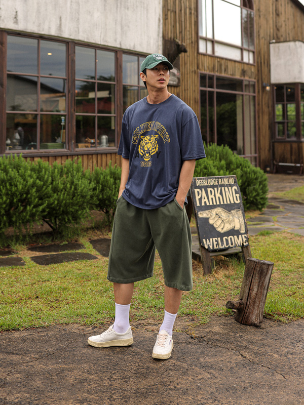 (L-5XL)<br>타이거킹 pigment Short T shirts T080