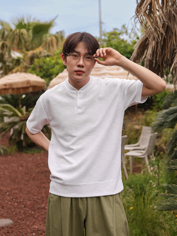 (L-5XL)<br>야머스 Henley neck Short T shirts