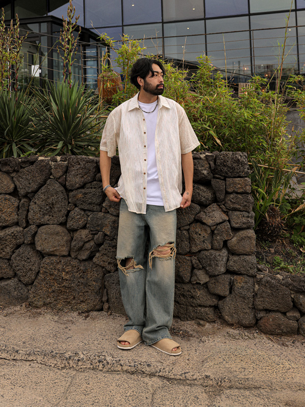 (L-7XL)<BR>투보그바 Stripe short-sleeved shirt 7135
