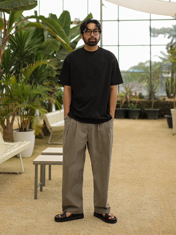 (L-5XL)<BR>비곤 Semi-wide fit Linen Back banding Balloon pants S019-P