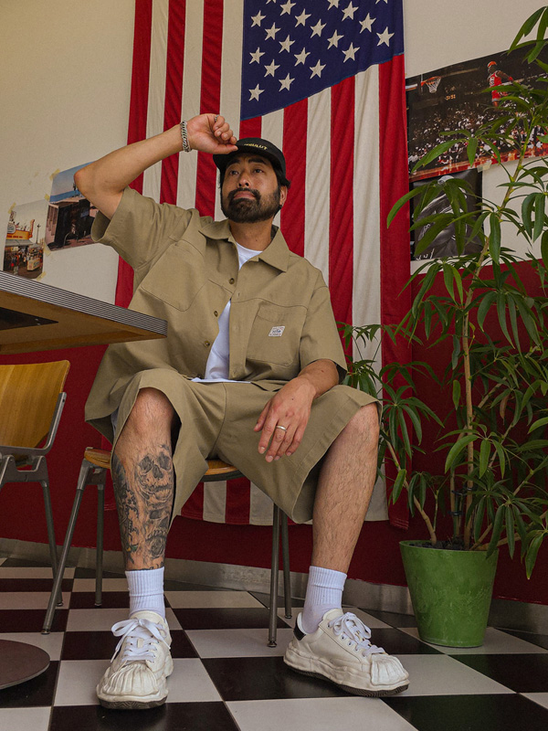 [SET](XL-6XL)<br>라이네스 절개반팔셔츠 S022-J+알칸타르 핀턱 Bermuda Shorts S022-P