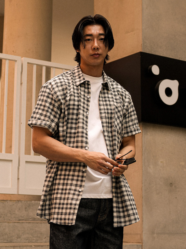 (L-5XL)<br>치드린 checkered short-sleeved shirt N005