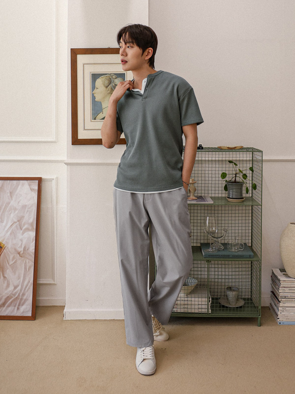 (M-7XL)<BR>무다니아 standard fit Banding Slacks P023