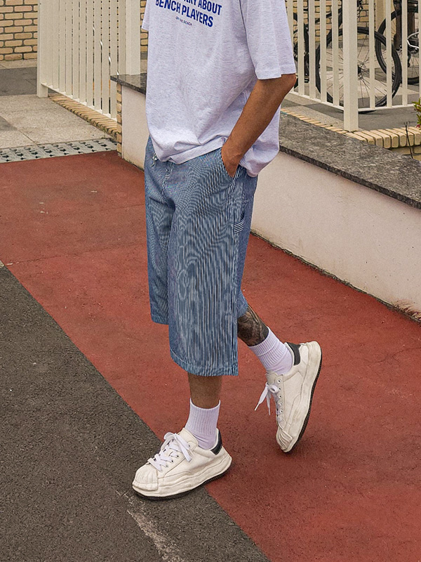 (L-6XL)<BR>아던트 Stripe Bermuda Banding Shorts