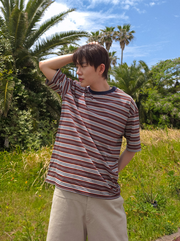 (L-5XL)<br>마시아스 Stripe Short T shirts T082