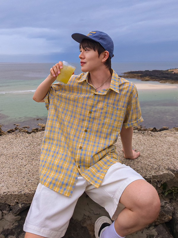 자모란트 checkered short-sleeved shirt