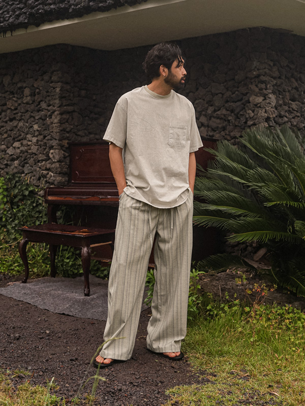 이누빅 wide fit Stripe banding pants 6K7620