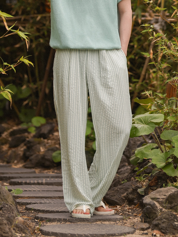 (L-7XL)<BR>레인폴 Semi-wide fit Stripe banding pants