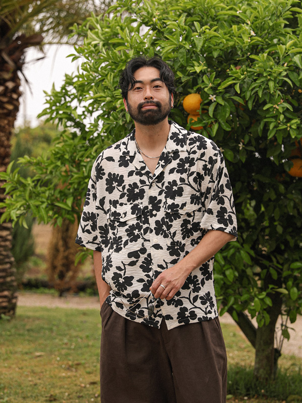 (L-7XL)<br>로즈킨 Flower short-sleeved shirt