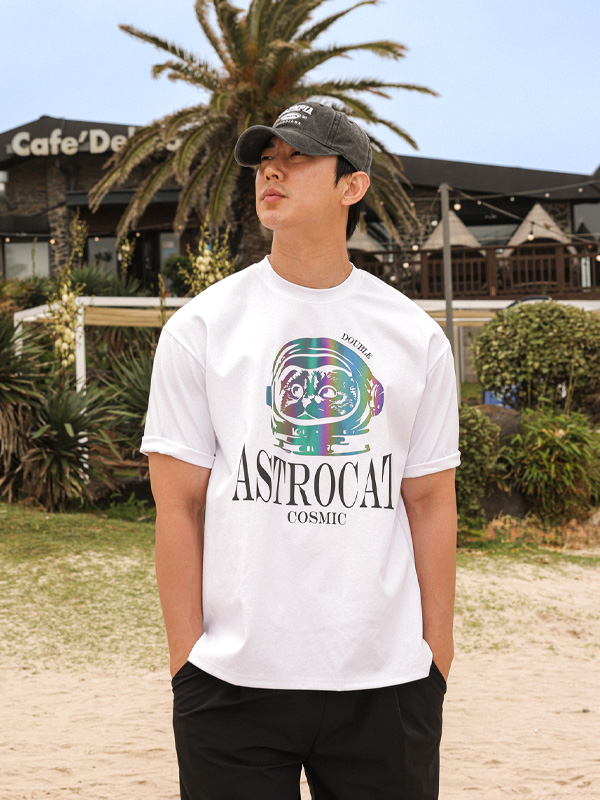 (L-5XL)<br>우주냥이 분또반팔티