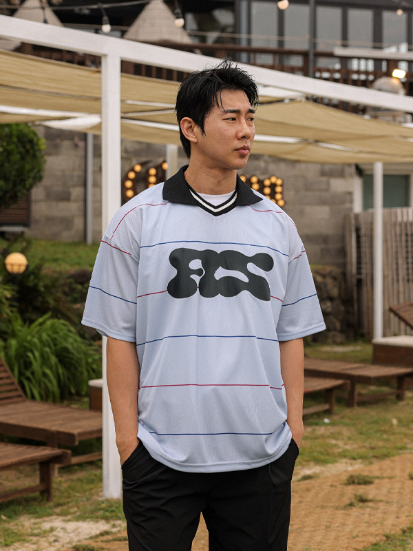 올브라트 Stripe short-sleeved collar T-shirt