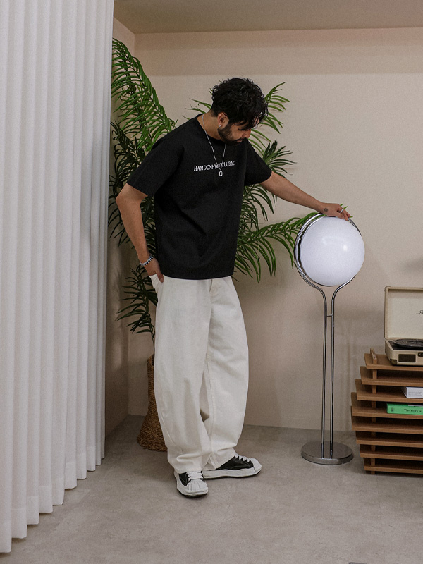 우스치카 커브드 cotton pants