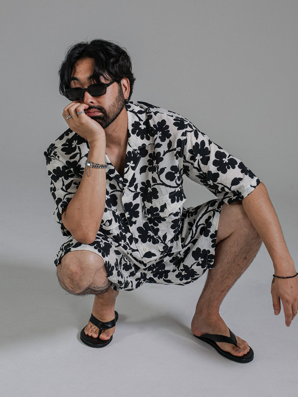 (L-7XL)<br>로즈킨 Flower short-sleeved shirt