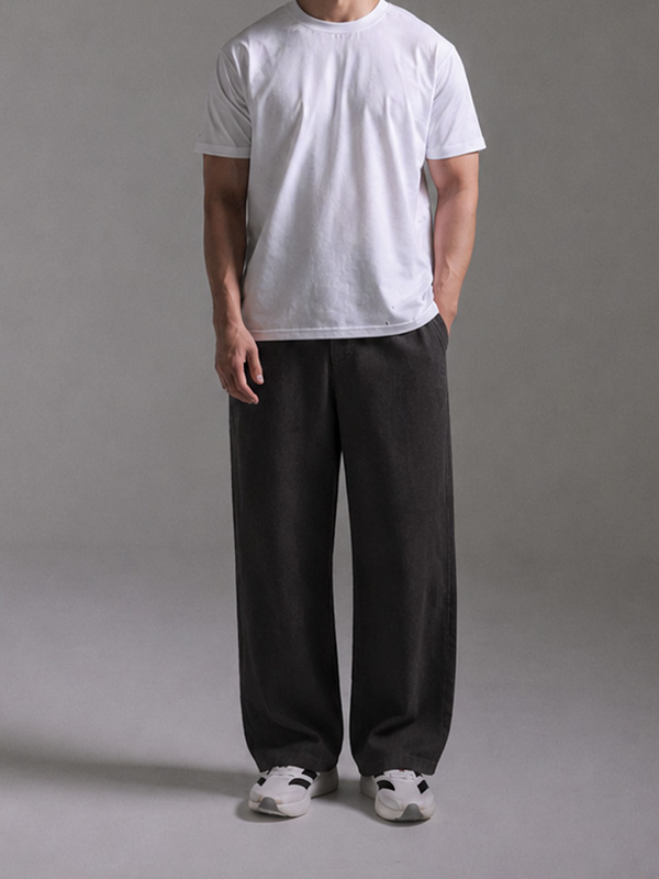 (L-7XL)<BR>터킷 Semi-wide fit banding cotton pants 473