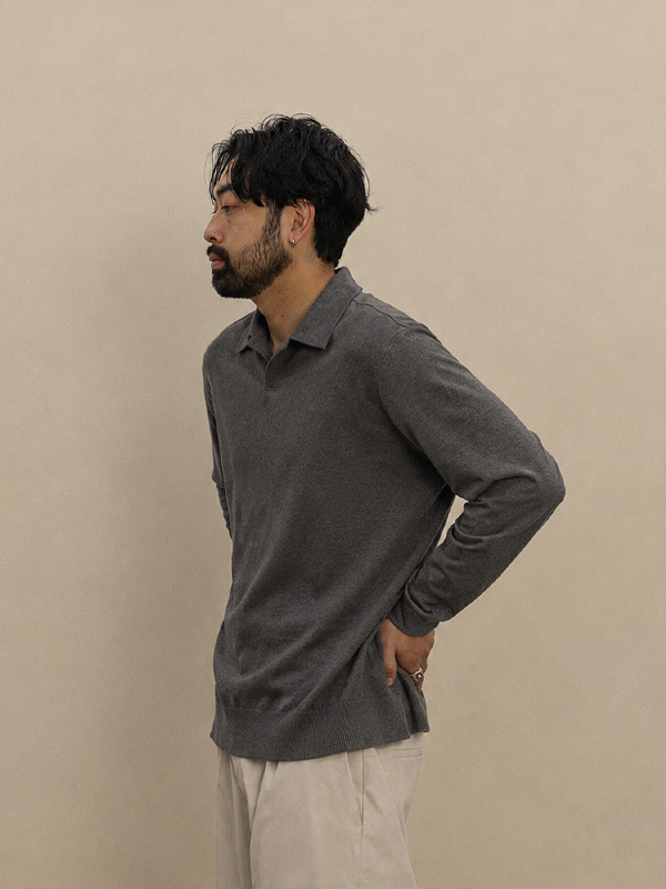 (L-5XL)<br>아드보나 Open Collar long-sleeved knitwear